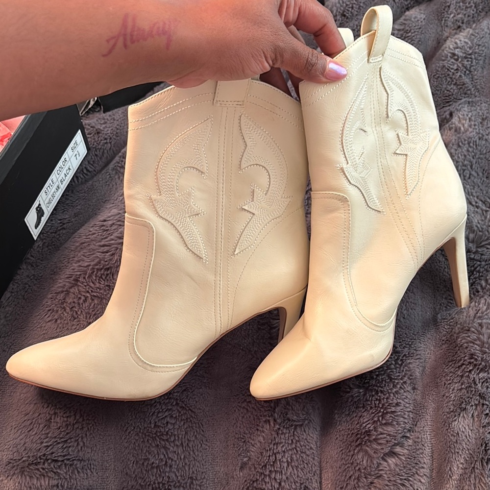 Elegant Cream Ankle Boots